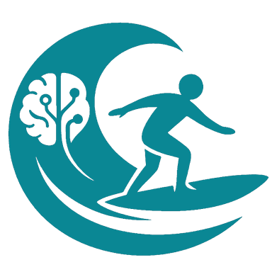 Logo TsunamIA — surfeur sur une vague